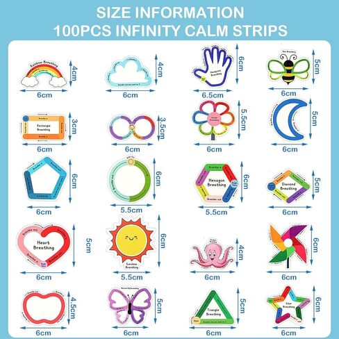 Crtiin 100 Pcs Sensory Strips Anxiety Calm Stickers Fidget Stress Breathing Stickers Sensory Stickers Different Textures Rough Tactile Tape for Kids Adults Desk Anxiety Relief(Bright) in Kuwait