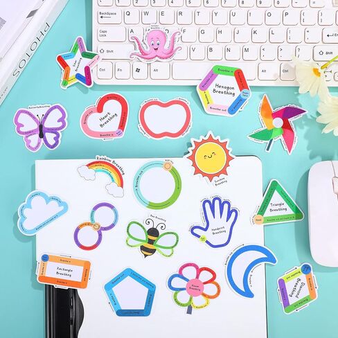 Crtiin 100 Pcs Sensory Strips Anxiety Calm Stickers Fidget Stress Breathing Stickers Sensory Stickers Different Textures Rough Tactile Tape for Kids Adults Desk Anxiety Relief(Bright) in Kuwait