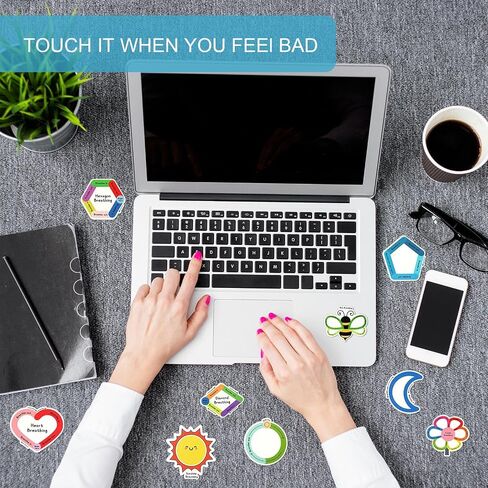 Crtiin 100 Pcs Sensory Strips Anxiety Calm Stickers Fidget Stress Breathing Stickers Sensory Stickers Different Textures Rough Tactile Tape for Kids Adults Desk Anxiety Relief(Bright) in Kuwait