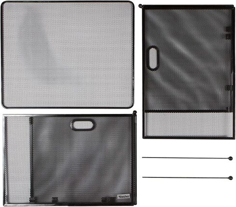 صندوق شبكي لتنظيم الملفات المعلقة - صندوق منظم الملفات يدعم المجلدات المعلقة بحجم الحروف والحجم القانوني، قفص ملفات معلق شبكي معدني أسود حديث، منظم ملفات قابل للطي للمنزل أو المكتب in Kuwait