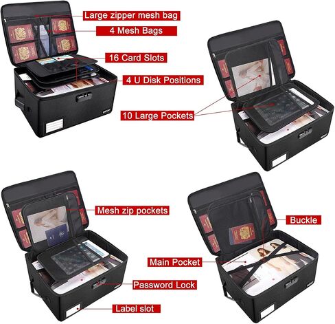 ENGPOW Fireproof Document Organizer Box with Lock,Collapsible Hard File Storage Box,Multi-Layer Waterproof Portable Travel Home Filing Storage Fireproof Safe for Important File,Cash,Letter/Legal Size in Saudi Arabia
