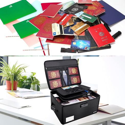 ENGPOW Fireproof Document Organizer Box with Lock,Collapsible Hard File Storage Box,Multi-Layer Waterproof Portable Travel Home Filing Storage Fireproof Safe for Important File,Cash,Letter/Legal Size in Saudi Arabia