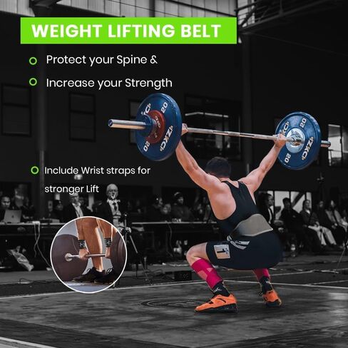 Genuine Leather Weight Lifting Belt With Free Wrist Wraps (Save $10 in Combo Pack) - 6 Inch Wide - Gym Belt - Bodybuilding belts - Lumbar Back Support - Weight Lifting Belts for Men & Women in Saudi Arabia