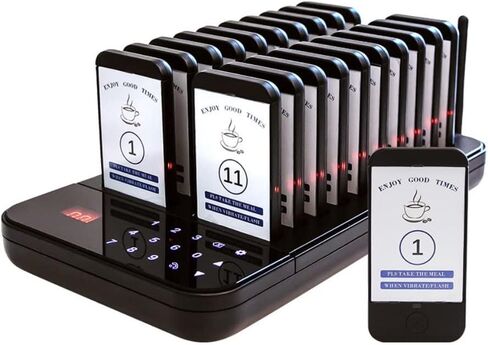 Restaurant Pager, Restaurant Pager System, 20 Pagers for Restaurants, Waterproof Wireless Paging Calling System Retaurant Waiting Buzzers, 1640ft Distance, Stop Button on Beeper in Saudi Arabia