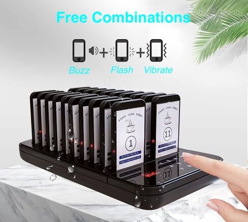 Restaurant Pager, Restaurant Pager System, 20 Pagers for Restaurants, Waterproof Wireless Paging Calling System Retaurant Waiting Buzzers, 1640ft Distance, Stop Button on Beeper in Saudi Arabia
