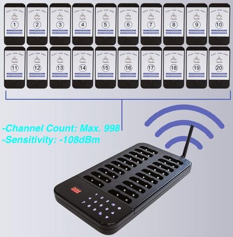 Restaurant Pager, Restaurant Pager System, 20 Pagers for Restaurants, Waterproof Wireless Paging Calling System Retaurant Waiting Buzzers, 1640ft Distance, Stop Button on Beeper in Saudi Arabia