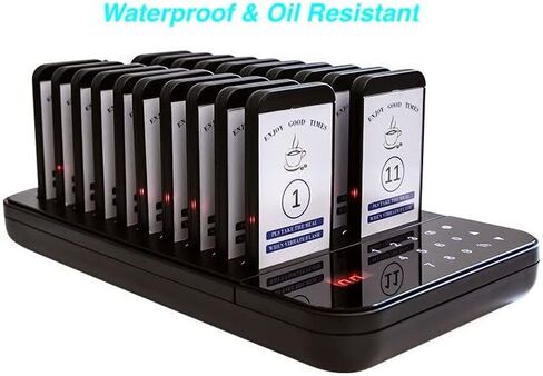 Restaurant Pager, Restaurant Pager System, 20 Pagers for Restaurants, Waterproof Wireless Paging Calling System Retaurant Waiting Buzzers, 1640ft Distance, Stop Button on Beeper in Saudi Arabia