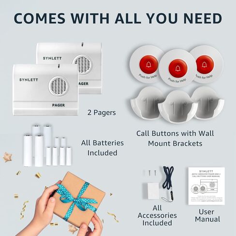 Caregiver Pager Wireless Nurse Call Button for Elderly Monitoring SOS Alert System Portable Alarm Call Bell for Home Care Seniors Patients Emergency 3 Call Buttons 2 Pagers in Saudi Arabia