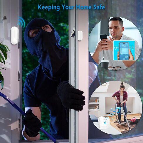 دقات باب جهاز النداء اللاسلكي الذكي واي فاي متوافقة مع أجهزة إنذار باب التحكم في تطبيق Tuya لمرضى الخرف وأمان وسلامة الأطفال مع 3 أجهزة استشعار للأبواب وجهاز استقبال واحد in Saudi Arabia