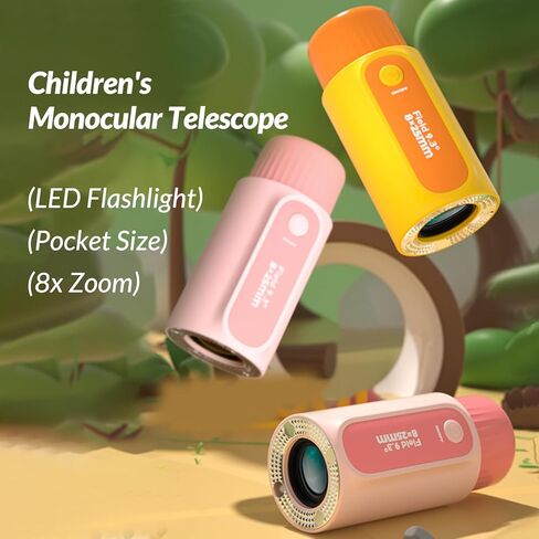 تلسكوب أحادي العين صغير الحجم للأطفال 2 في 1 مع مصابيح LED قابلة لإعادة الشحن، تكبير 8X، منشور BAK-4، هدايا ألعاب خارجية للأطفال البالغين، 3 4 5 6 7 8 9 سنوات هدايا عيد ميلاد للأولاد والبنات باللون الوردي in Kuwait