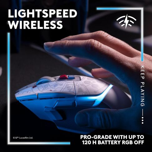 Logitech G502 X PLUS Millenium Falcon Edition Gaming Mouse, LIGHTSPEED Wireless RGB Gaming Mouse - LIGHTFORCE hybrid switches, LIGHTSYNC RGB, HERO 25K gaming sensor, compatible with PC - macOS/Windows in Saudi Arabia