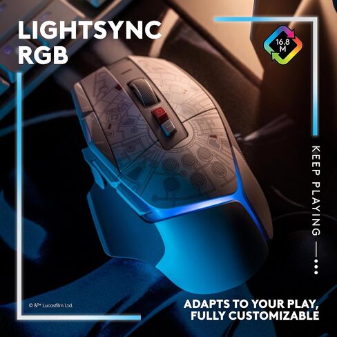 Logitech G502 X PLUS Millenium Falcon Edition Gaming Mouse, LIGHTSPEED Wireless RGB Gaming Mouse - LIGHTFORCE hybrid switches, LIGHTSYNC RGB, HERO 25K gaming sensor, compatible with PC - macOS/Windows in Saudi Arabia