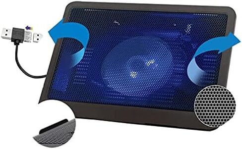 وسادة تبريد للكمبيوتر المحمول، مبرد كمبيوتر محمول محمول بمنفذين USB، وسادة تبريد للكمبيوتر المحمول مع مراوح LED زرقاء، تناسب مقاس 13-15 بوصة in Kuwait