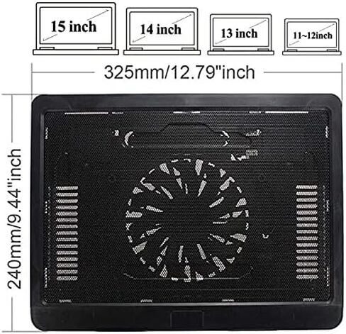 وسادة تبريد للكمبيوتر المحمول، مبرد كمبيوتر محمول محمول بمنفذين USB، وسادة تبريد للكمبيوتر المحمول مع مراوح LED زرقاء، تناسب مقاس 13-15 بوصة in Kuwait
