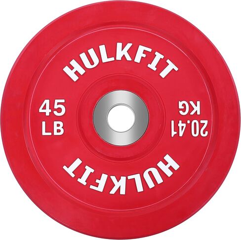 HulkFit 2-inch Pro Series Olympic Style Bumper Weight Plate with Shock Absorbing Low Bounce Rubber for Barbells & Plate Only Strength Training - Multicolor in Kuwait
