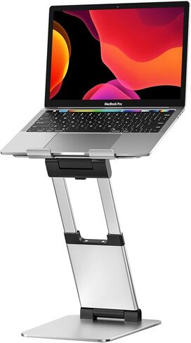 Sit to Stand Laptop Stand, Promote Healthy Posture, Ergonomic Standing Computer Stand, Tall Height Adjustable Laptop Riser, Reduce Neck Pain Compatible with MacBook Air Pro, All Laptops 10-17"-Gray in Saudi Arabia