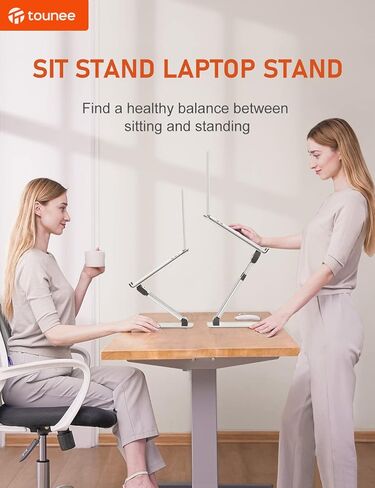 Sit to Stand Laptop Stand, Promote Healthy Posture, Ergonomic Standing Computer Stand, Tall Height Adjustable Laptop Riser, Reduce Neck Pain Compatible with MacBook Air Pro, All Laptops 10-17"-Gray in Saudi Arabia