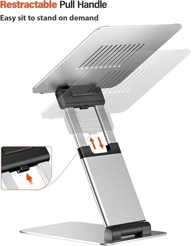 Sit to Stand Laptop Stand, Promote Healthy Posture, Ergonomic Standing Computer Stand, Tall Height Adjustable Laptop Riser, Reduce Neck Pain Compatible with MacBook Air Pro, All Laptops 10-17"-Gray in Saudi Arabia