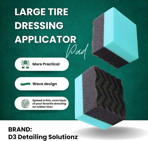 Waved Contoured Large Tire Dressing Applicator Pad - Even Coverage, No Mess, Interior and Exterior Use, Pack of 1 in Saudi Arabia