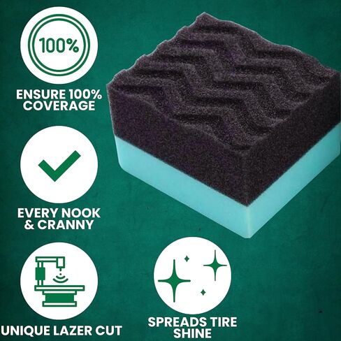 Waved Contoured Large Tire Dressing Applicator Pad - Even Coverage, No Mess, Interior and Exterior Use, Pack of 1 in Saudi Arabia