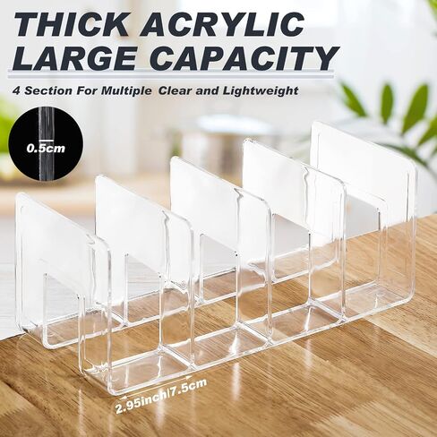 Tatuo 12 Pieces Clear Acrylic File Sorter Desk File Holder 4 Sections Shelf Book Holder Organizer Purse Handbag Clutch Divider File Folder Rack for Letter Cookbooks Home Office Kitchen Supplies in Saudi Arabia