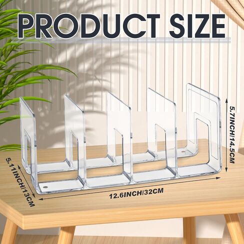 Tatuo 12 Pieces Clear Acrylic File Sorter Desk File Holder 4 Sections Shelf Book Holder Organizer Purse Handbag Clutch Divider File Folder Rack for Letter Cookbooks Home Office Kitchen Supplies in Saudi Arabia