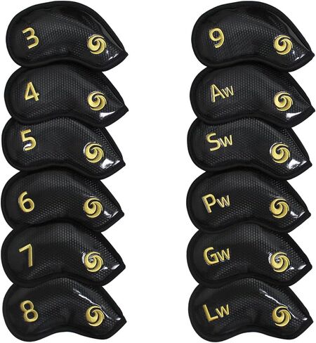 Scott Edward 10pcs/12pcs Leather Golf Iron Head Covers Thick Synthetic PU Wedge Golf Headcover with Embroidered Number Tags Fit Most Clubs in Saudi Arabia