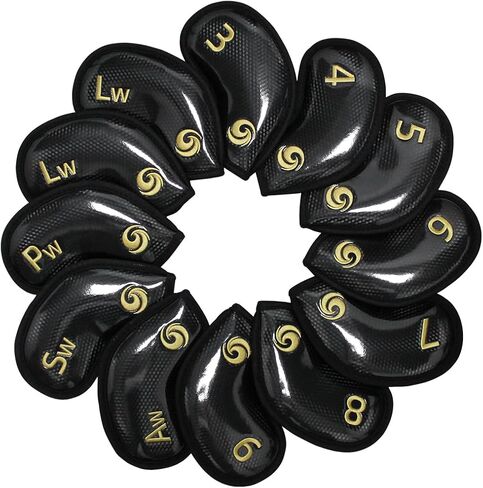 Scott Edward 10pcs/12pcs Leather Golf Iron Head Covers Thick Synthetic PU Wedge Golf Headcover with Embroidered Number Tags Fit Most Clubs in Saudi Arabia