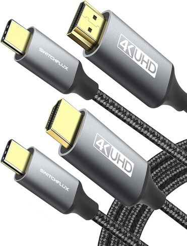 كابل USB C إلى HDMI 4K، سلك USB 3.1 من الألومنيوم من النوع C إلى HDMI 2.0 بطول 6 أقدام [متوافق مع Thunderbolt 3/4] لأجهزة MacBook Pro/Air، وiMac، وiPhone 15 Series، وiPad Pro، وGalaxy S8-S23، وDell والمزيد in Kuwait