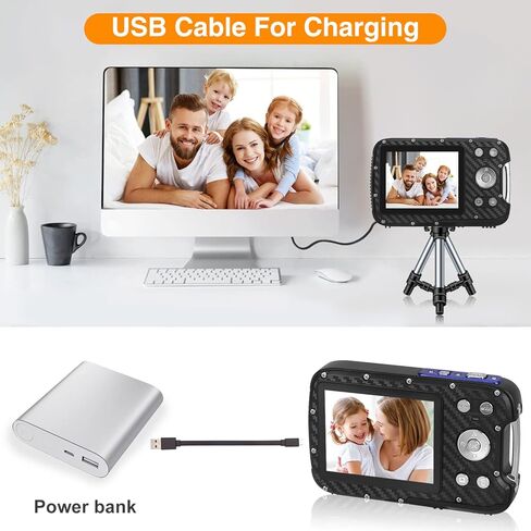 كاميرا رقمية مقاومة للماء للأطفال، HD 1080P 17 قدم كاميرا تحت الماء 2.8 بوصة LCD 21MP كاميرا فيديو للأطفال مع بطارية قابلة لإعادة الشحن، كاميرا توجيه واطلاق النار للطلاب المراهقين هدايا زرقاء in Kuwait