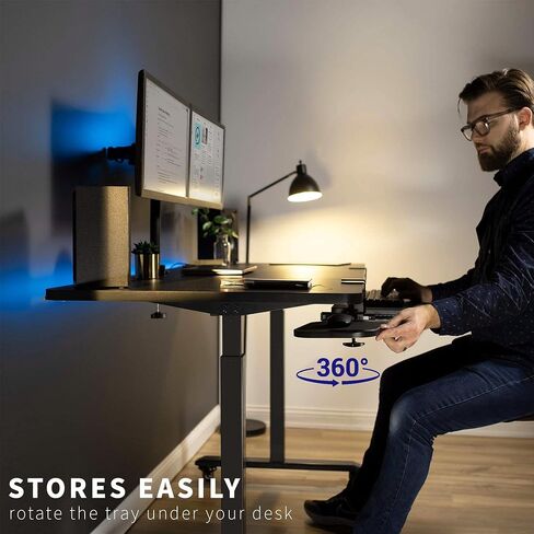 مجموعة لوحة المفاتيح الصغيرة ولوحة الماوس من VIVO، نظام تثبيت قوي بمشبك C، لوحة ماوس كمبيوتر دوارة خشبية وحامل جهاز للمكتب، درج سهل الانزلاق للكتابة، MOUNT-KB05MS in Saudi Arabia