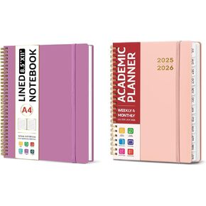 Taja A4 Spiral Lined Notebook and Academic Planner 2025-2026