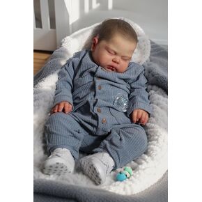 24 Inch Pickle Newborn Vinyl Baby Sleeping Doll Realistic Lifelike Reborn Dolls Soft Cloth Body Toddler Doll Toy Accessories for Kids & Collection