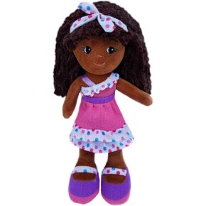 600579 Elana Purple Ruffles Soft Doll, 14", Pink, Purple