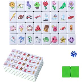 مجموعة Gracias 4 Players Mahjong Block Set ، 128 Tiles Green Tiles (1.18 ") مع 4 أنماط مختلفة ، Mahjongg المحمولة مع حقيبة حمل وتعليمات باللغة الإنجليزية ، لعبة Mahjong Tile