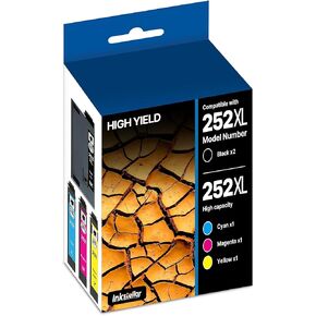 252XL 252 استبدال خراطيش الحبر لـ EPSON 252XL 252 XL T252XL T252 حزمة التحرير والسرد متوافقة مع القوى العاملة WF-7110 WF-7720 WF-7710 WF-3620 WF-3640 طابعة (2 سوداء/1 سايان/1 ماجنتا/صفراء ، 5 حزمة)