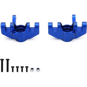 RCAWD Aluminum Steering Spindle Set for 1/10 Losi Hammer Rey, Losi Rock Rey Upgrades,Steering Hub Carrier Parts for # LOS234013 Blue