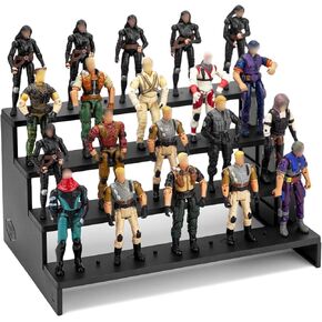 6 inch Acrylic Riser Display Shelf,Clear Action Figures Stands With PEG,4 Tier Toy Collectibles Organizer Compatible with 1/12 Scale Action Figure Toy (Fit For 6 inch Figure Toy-Black)