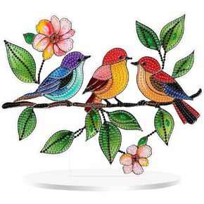 Eiflow Tabletop Special Diamond Art Kit Bird ، Stand Up Diamonds Laink Kit للبالغين الربيع ، DIY Acrylic Diamond Placement Board Board Ornament