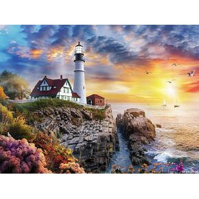 UPABLUNSO Diamond Painting Kits for Adults, Lighthouse Diamond Art Kits, 5D Diamond Painting Full Drill Art Craft Home Wall Decor 12x16 Inch