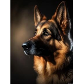 Eatukyic German Shepherd Dog Dicmond Painting Kits للبالغين ، 5D DIY جولة كاملة الحفر المتقاطعة كروس الكريستال الراين اللوحات التطريز الفنون 12x16inch
