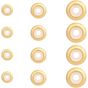 30pcs 3 Size Stainless Steel Rubber Inside Stopper Beads Rondelle Metal Slider Spacer Beads for Charm Bracelet Necklace Jewelry Making
