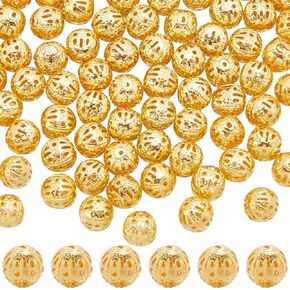 Sunnyclue 1 B0X 120pcs Filgree Ball Beads Gold Hollow Beads Golden Brass Metal Round Flugers Small Hole Beads for Diy Crrafting Strailets Detrings Mornder Making Supplies Supplies