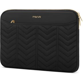 MOSISO 13-14 inch Laptop Case, 13.3 inch Laptop Sleeve Lightweight Quilted Horizontal Computer Bag Compatible with MacBook Air 13.3 13.6/Pro 13/14, HP, Dell, ASUS, Lenovo with Front Pocket, Black