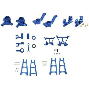Alloy Upgrade Parts Compatible with 1/10 Traxxas Slash 5807 Stampede 4x4 Rustler 4X4 Steering Hub Carrier Caster Block C-Hubs Arm Brace Front Rear Shock Tower Suspension Control a-Arms (Dark Blue)