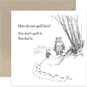 Old English Co. Winnie The Pooh Birthday Card for Friend - Friendship Quote from Winnie The Pooh and Piglet for Sister, Cousin, BFF - Anniversary Card | Blank Inside with Envelope