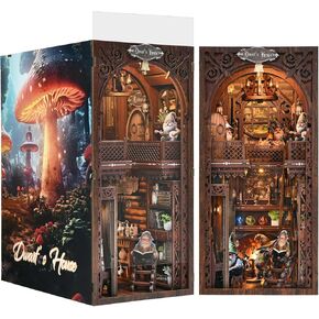 Book Nook Kit ، Miniature House Dollhouse Kit للبالغين والمراهقين ، DIY 3D Wooden Puzzle Bookend ، BookNook Bookshelf Decor