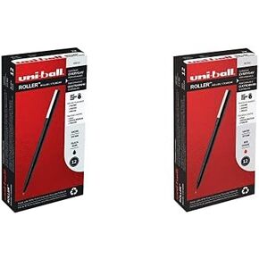 uni-ball Roller Rollerball Pens Fine Point Micro Tip, 0.5mm, Black, 12 Pack Roller Rollerball Pens Fine Point Micro Tip, 0.5mm, Red, 12 Pack