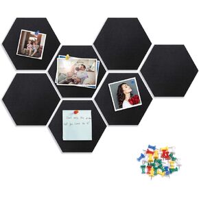 8 حزم Hexagon Felt Board ، لوحة إعلانية 12 "مع 30 دبابيس الدفع ، ولوحة شعرت بديكور مكتب المطبخ المنزلي ، وبلاط لوحات الفلين ذاتيا لرسائل المدرسة الجدران صور مذكرات اللون