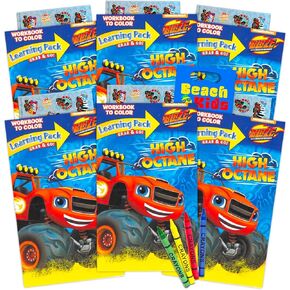 تفضل Blaze و Monster Machines Party Party Partdle ~ حزمة مع حزم 6 Blaze مع ملصقات وكتب تلوين وأدوات (لوازم Blaze Goodie Bag Party)